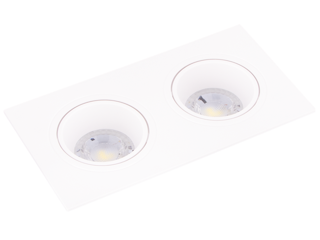 22-1-OSTANIA-2B-SPOT 2*GU10 A ENCASTRER RECTANGULAIRE ORIENTABLE PVC